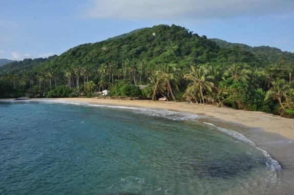 A tranquila e bela baía do Cabo San Juan, no Parque Nacional Tayrona, no litoral norte da Colômbia